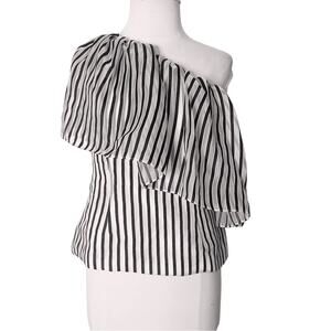 NWT Doncaster organza striped one shoulder ruffle top sz 4